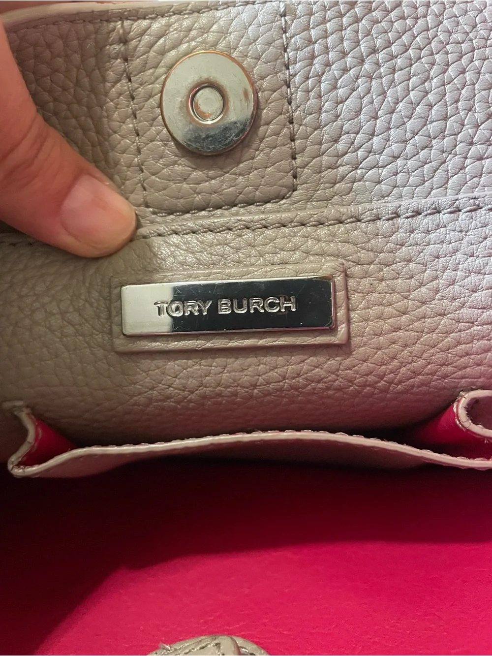 Tory Burch Perry Reversible Hobo Bag French Gray Pink Pebbled Leather